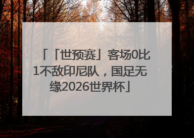 「世预赛」客场0比1不敌印尼队，国足无缘2026世界杯