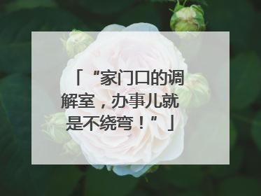 “家门口的调解室，办事儿就是不绕弯！”