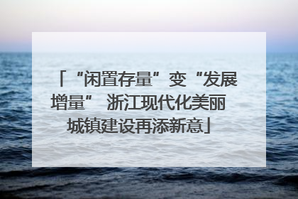 “闲置存量”变“发展增量” 浙江现代化美丽城镇建设再添新意