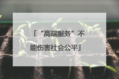 “高端服务”不能伤害社会公平