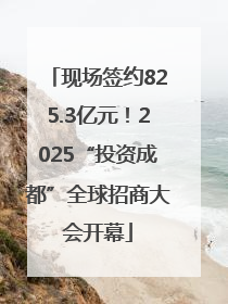现场签约825.3亿元！2025“投资成都”全球招商大会开幕