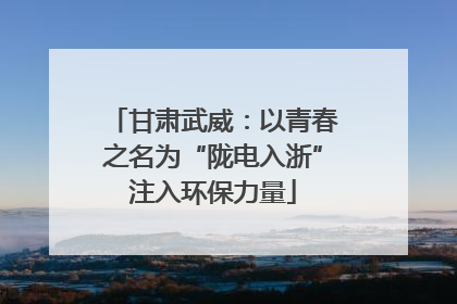 甘肃武威：以青春之名为“陇电入浙”注入环保力量
