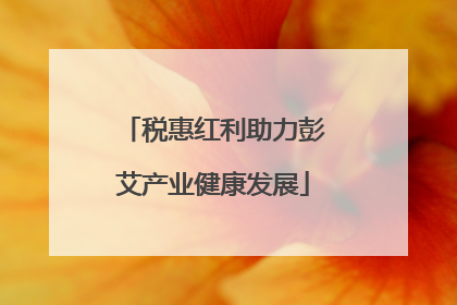 税惠红利助力彭艾产业健康发展