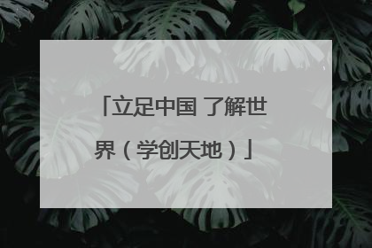 立足中国 了解世界（学创天地）