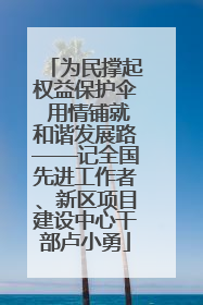 为民撑起权益保护伞 用情铺就和谐发展路——记全国先进工作者、新区项目建设中心干部卢小勇