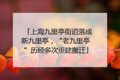 上海九里亭街道落成新九里亭，“老九里亭”历经多次重建搬迁