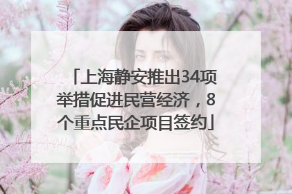 上海静安推出34项举措促进民营经济，8个重点民企项目签约