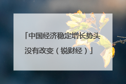 中国经济稳定增长势头没有改变（锐财经）