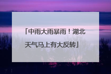中雨大雨暴雨！湖北天气马上有大反转