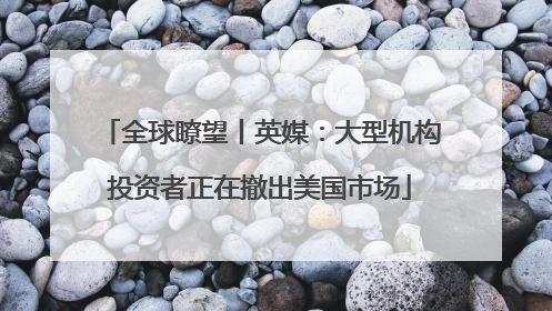 全球瞭望丨英媒：大型机构投资者正在撤出美国市场
