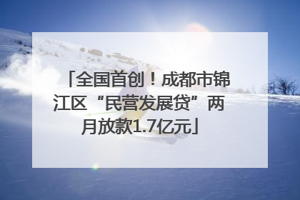 全国首创！成都市锦江区“民营发展贷”两月放款1.7亿元