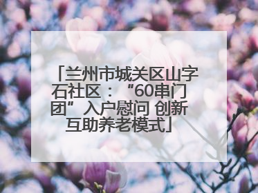 兰州市城关区山字石社区：“60串门团”入户慰问 创新互助养老模式