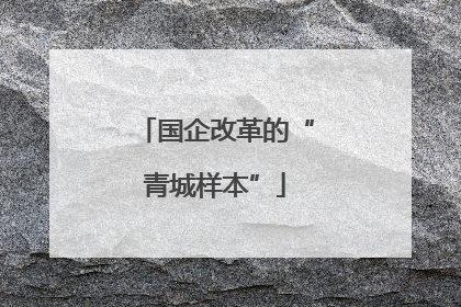 国企改革的“青城样本”