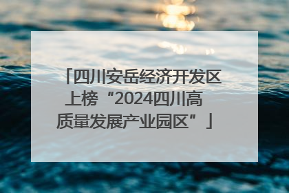 四川安岳经济开发区上榜“2024四川高质量发展产业园区”