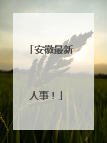 安徽最新人事！