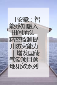 安徽：智能感知融入田间地头 精密监测提升防灾能力｜增发国债气象项目落地见效系列报道