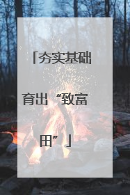 夯实基础育出“致富田”