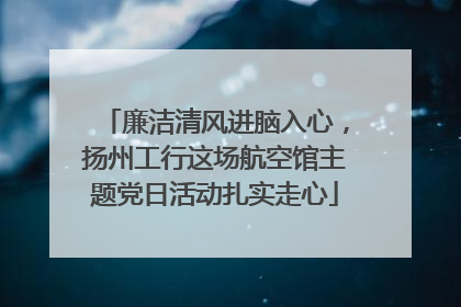 廉洁清风进脑入心，扬州工行这场航空馆主题党日活动扎实走心
