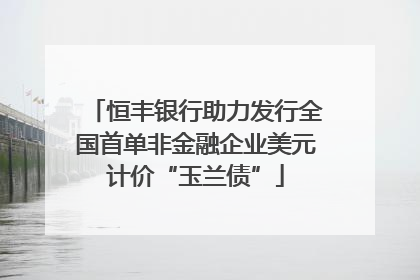 恒丰银行助力发行全国首单非金融企业美元计价“玉兰债”