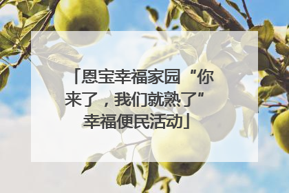 恩宝幸福家园“你来了，我们就熟了” 幸福便民活动