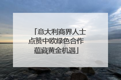 意大利商界人士点赞中欧绿色合作蕴藏黄金机遇