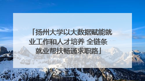 扬州大学以大数据赋能就业工作和人才培养 全链条就业帮扶畅通求职路