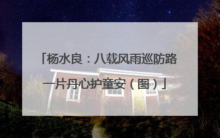 杨水良：八载风雨巡防路 一片丹心护童安（图）
