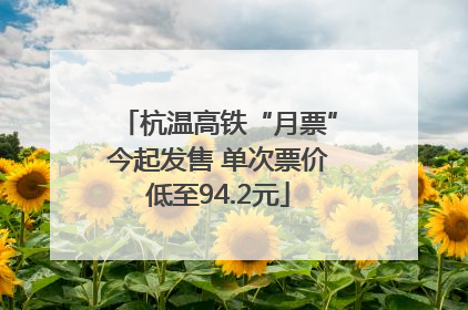 杭温高铁“月票”今起发售 单次票价低至94.2元