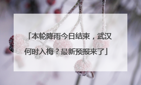 本轮降雨今日结束，武汉何时入梅？最新预报来了