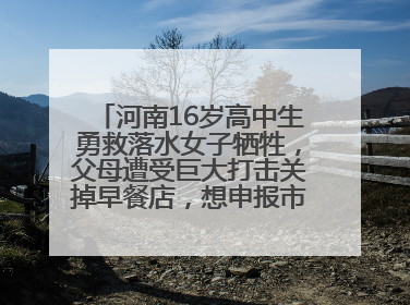 河南16岁高中生勇救落水女子牺牲，父母遭受巨大打击关掉早餐店，想申报市级见义勇为