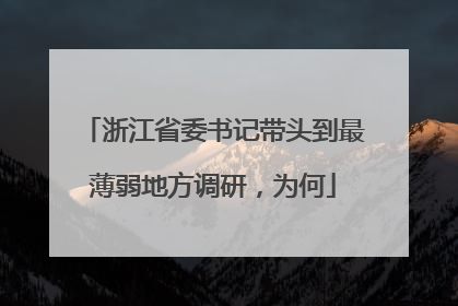 浙江省委书记带头到最薄弱地方调研，为何