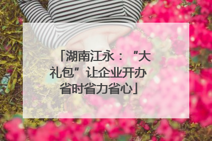 湖南江永：“大礼包”让企业开办省时省力省心
