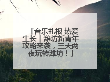 音乐扎根 热爱生长丨潍坊新青年攻略来袭，三天两夜玩转潍坊！
