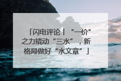 闪电评论丨“一价”之力撬动“三水”，新格局做好“水文章”