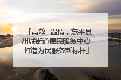 高效+温情，东平县州城街道便民服务中心打造为民服务新标杆